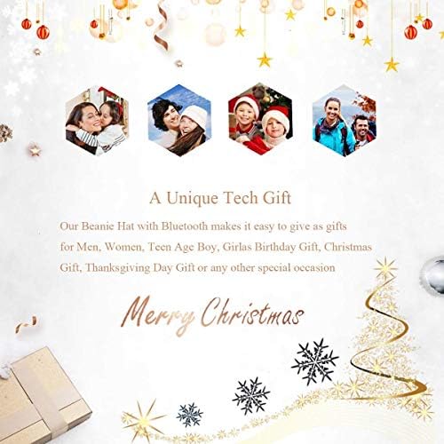 Усъвършенстване на Bluetooth Шапчица-Бини Безжичните Музикални Слушалки Коледни Подаръци за Мъже, Жени, Юноши, Вграден