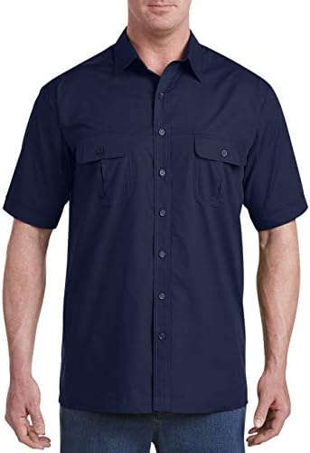 Мъжка спортна риза за голям и висок втория пилот Harbor Bay by DXL с яка-часова, с Къси ръкави, нагрудными джобове с копчета