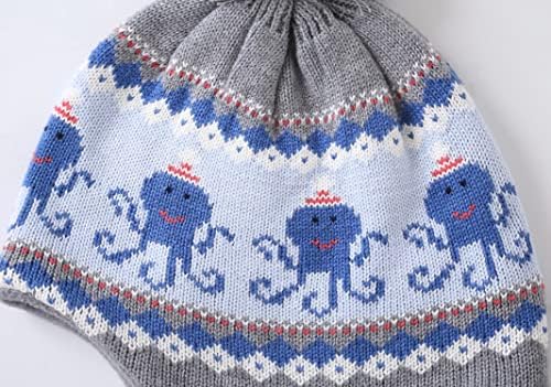 Connectyle/ Зимна шапка-ушанка за деца с руното облицовка, Вязаная Детска Шапчица-Бини