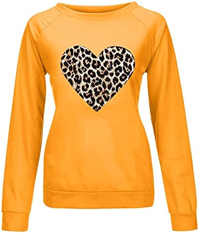 Ризи с дълъг ръкав за жени, Дамски Ежедневни Модерен Пуловер с Леопардовым Принтом Love Без Качулка Плюс мек вълнен
