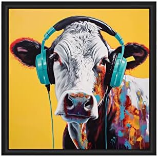 Плакат с изображение на крава в слушалките в стил поп-арт, арт принт с изображение на крава, сладък подарък и декор за любителите