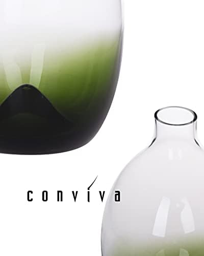 Комплект Стъклени вази CONVIVA стая Декор, Вази за цветя от арт стъкло, ръчно изработени, Модерни Зелени Декоративни