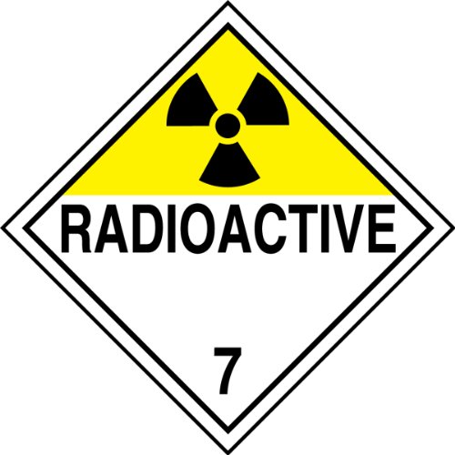 Точков пластмасов плакат Accuform MPL701VP1 7 клас на опасност, Радиоактивен 7 с графично изображение, Ширина 10-3/4