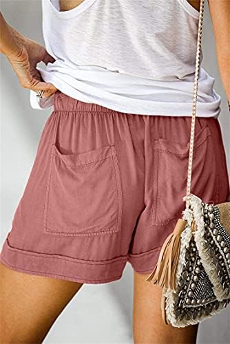 Дамски Удобни Къси Ежедневни Панталони с джобове за съвсем малък с Еластична гумена лента За кръста, Летни Плажни Леки