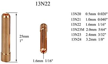 RIVERWELD 13N24 Нови цанги TIG (1/8 и отвора 3,2 mm), Подходящи за заваръчна горелка DB PTA SR WP 9 20 25 TIG 20pk