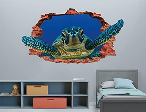 Стикер с изображение на костенурка на стената - Подаръци за плевене - Украшения във формата на морска костенурка - персонален