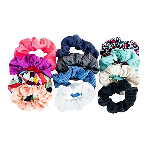 Оригинални гумени ленти за коса Scunci със смесени текстури, цветове и щампи: бял, Черен, корал, Мента, синьо, сиво