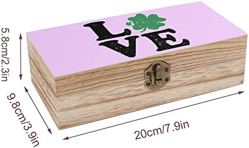 Nudquio Деня на Св. Патрик Любов Детелина Ирландски Дървена Органайзер За Съхранение Кутия с ретро Ключалка