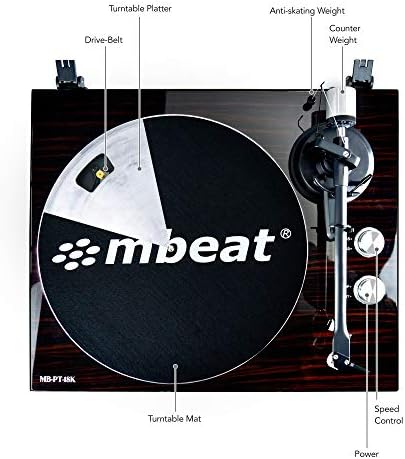 Плеър mbeat MB-PT-18K Hi-Fi с Подвижна пылезащитным калъф, стилус MMC, USB запис, противотежест за тонарма и защита