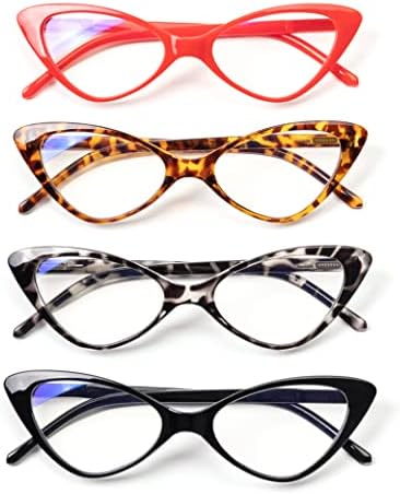 Очила за четене RLOZRN за жени - Модерни Дамски Очила за четене със синя светлина Котешко око, Блокер Светлина - Дизайн
