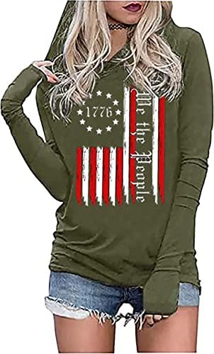 LYEYIAO, Модни Hoody с Флага на сащ, Женска Тениска с Графично изображение на Знамето на САЩ, на 4 юли, Патриотическая