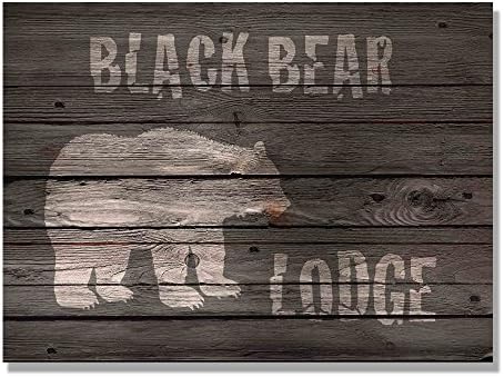 Уловка E. Wood Black Bear Lodge Стенен фигура от дърво, 20x14, Кафяв