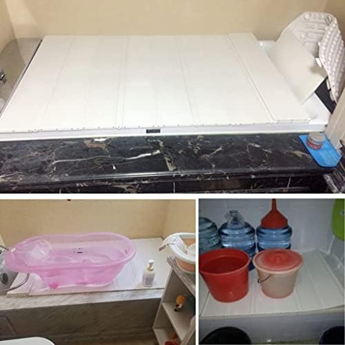 HAIKANGSHOP - Покритие за баня от PVC с шкурка бяло дърво, с дебелина 0,6 см, Сгъваема дъска за прах, Самозалепваща делото