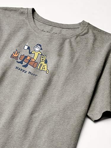 Мъжки Реколта тениска с изображението на мелница Life is Good, Къмпинг Happy Hour
