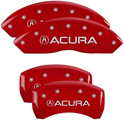 Капачки на челюстите MGP 39018SACURD Червено Прахово покритие Acura/Капачка апарати с надпис Acura със сребърни знаци, Набор от 4