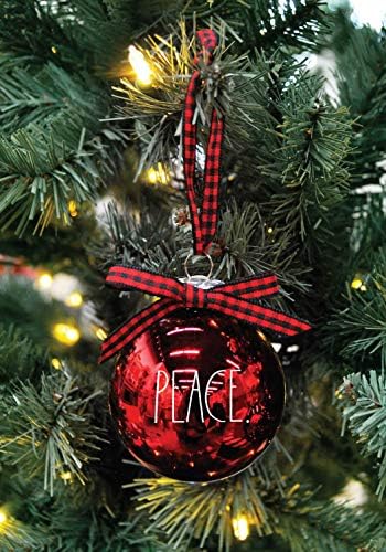 Коледна украса Rae Dunn - Комплект от 6 Стъклени топки, Червено, Зелено, Прозрачно - Мир, Любов, Радост, Надежда,