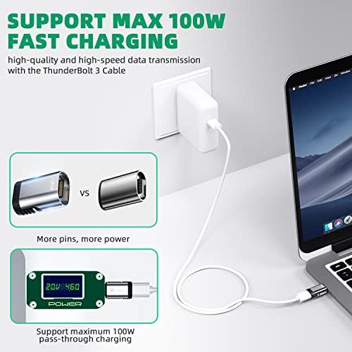 Магнитен адаптер DuHeSin USB C, (2 опаковки) 24-пинов Магнитен USB адаптер C Пряк със зареждането на PD 100 W USB3.1 10 Gbit/s Пренос на данни 4K 60Hz Видео за Thunderbolt 3 MacBook Pro / Air и други устро?