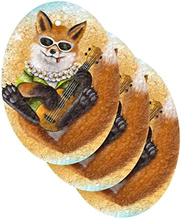 ALAZA Сладко Fox Animal Guitar Stars Натурални Гъби Кухненски Целлюлозная Гъба за миене на съдове, Санитарен възел и