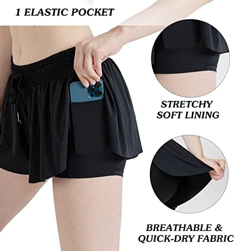 ROYAL MATRIX 1 Опаковка Струящихся къси панталони за жени, Спортни къси Панталони с Вградени къси панталони,