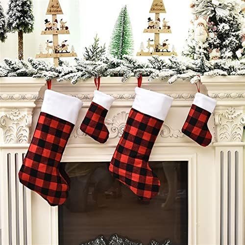 Aetygh 4 Опаковане на Коледни Чорапи, Коледни Орнамента В клетка от Бъфало, Висулка във Формата На Торба За Бонбони,