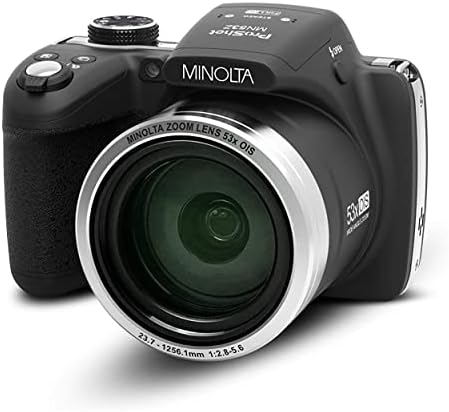 Minolta MN53Z Pro-Shot 16-Мегапикселова цифрова камера с Full HD с 53-кратно оптично увеличение (черна), калъф за фотоапарат, карта памет с обем 64 GB и комплект за четене на карти фок?