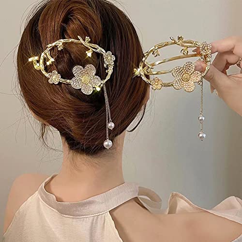 KuuGuu, 4 бр., овални фиби за коса с диаманти, цветя, перли, шапки, аксесоари за коса, за жени и момичета