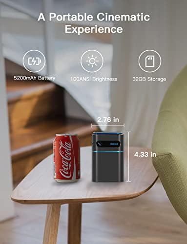 Мини Преносим проектор NexiGo Smart WiFi, поддръжка на 4K, Android 9.0, [100 ANSI - Над 3000 Апартамент], видео проектор DLP