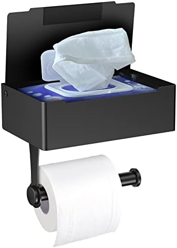 Държач за тоалетна хартия TONTISTEC с рафт, диспенсер за смываемых салфетки, подходящи за съхранение в банята,
