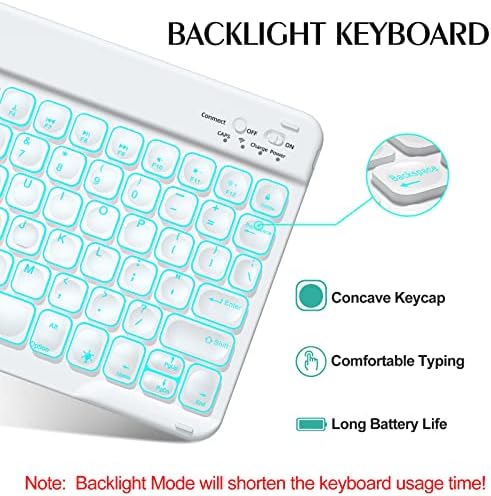 Клавиатура BOBOLEE Case за iPad е 9,7 , 10,9 и 11, Безжична Свалящ се BT-клавиатура с подсветка в 7 цвята, Тънка
