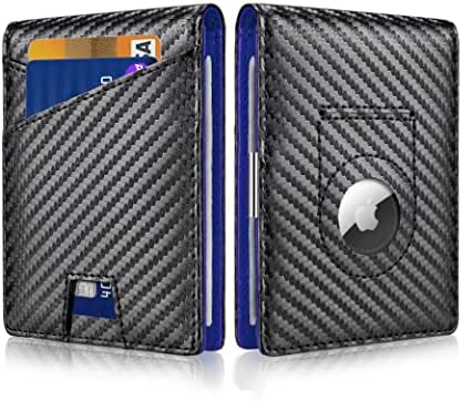 Чантата BROSHOPP Airtag За Мъже, който е Съвместим С Apple Airtag, Тънък Кожен Rfid-Блокиране на Двойна Портфейл С Щипка За Пари,