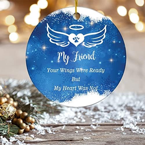 ArogGeld Friend Сини Криле на Ангел Керамични Коледни Украси и Коледни Украшения във формата на Ангел 2021 Двустранни Подаръци