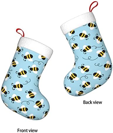 Коледни Чорапи Augenstern С Шарките На Пчелите, Сини Двустранни Чорапи За Окачване На Камина.