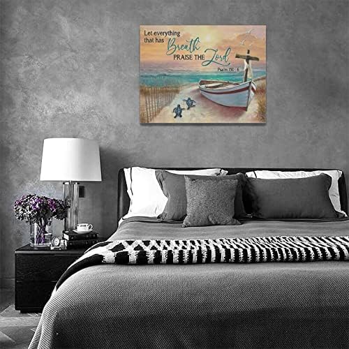 Морска Костенурка Лодка Картини на Стенно Изкуство Плаж, Крайбрежен Декор на Стените на Банята Океана Морски Отпечатъци