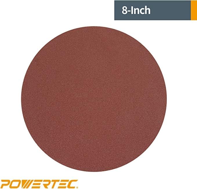 POWERTEC 110541V 8-Инчов диск за Шлайфане с лепило на базата на алуминиев оксид PSA с различни Зернистостями за автомобилната индустрия и обработка на дървесина, Различни ви