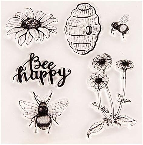 Arrietty Bee Happy Flowers Маргаритки Прозрачни Печати за Направата на Картички, Бижута и САМ Scrapbooking-A1428
