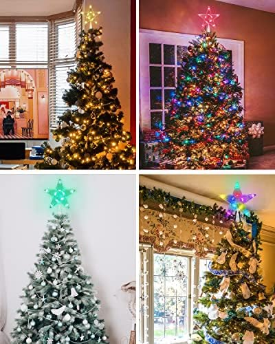 Topper за Коледната елха със светлини - дистанционно управление за Smart App 7 LED, което променя Цвета си,