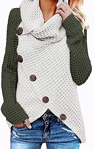 PRDECEXLU Hoody с цветен блок, Приталенные Бизнес Пуловери Ladie с дълъг ръкав, Уютни Дълги Ежедневни Пуловер С качулка, Есента