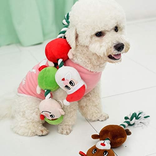 Happyyami Куче Веревочная Играчка Дядо Коледа Кучето Дъвче Играчка Коледна Играчка За Кучета Интерактивни Играчки