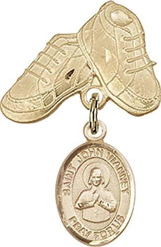 Детски икона Jewels Мания за талисман на St. Джон Vianney и игла за детски сапожек | Детски иконата със златен пълнеж с талисман