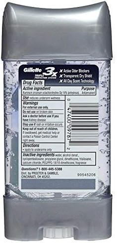 Gillette Прозрачен Гел Дезодорант-Антиперспиранти, Power Rush 3,8 унции (опаковка от 2 броя)