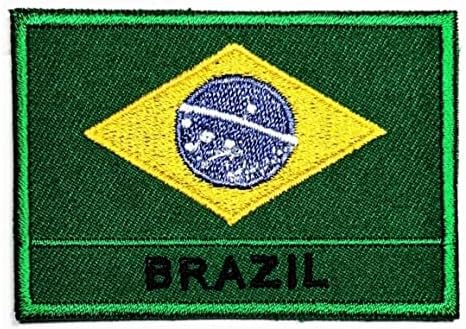 Kleenplus 3 бр., 1,7X2,6 инча. Нашивка с бродерия хартата на Бразилия, нашивка с националната емблема квадратна форма, ленти
