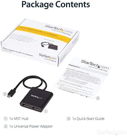 StarTech.com 2-Портов адаптер за няколко монитора - един видео Сплитер с USB-C 2x DisplayPort 1.2 - Хъб USB Type-C