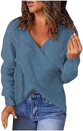 Жена Ежедневното Однотонное Свободно Вязаное Рокля-Пуловер с V-образно деколте в Рубчик за Бременни