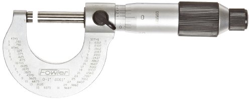 Fowler 52-235-001-1 Серия 52-235 Усъвършенстван дизайн, Външен Инчов микрометър, обхват на измерване 0-1 , точност 0,0001