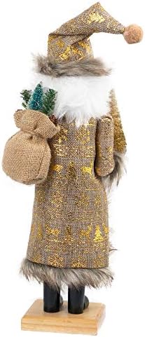 Декоративен коледен Лешникотрошачката FUNPENY 19 инча, Традиционен Лешникотрошачката Дядо Коледа ръчно изработени от Дърво по Фланелевом Златния палто, Празничен Кол