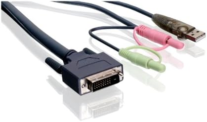 Двоен 16-крак DVI KVM кабел IOGEAR, USB и аудио / микрофон, съвместим с TAA, G2L7D05UDTAA