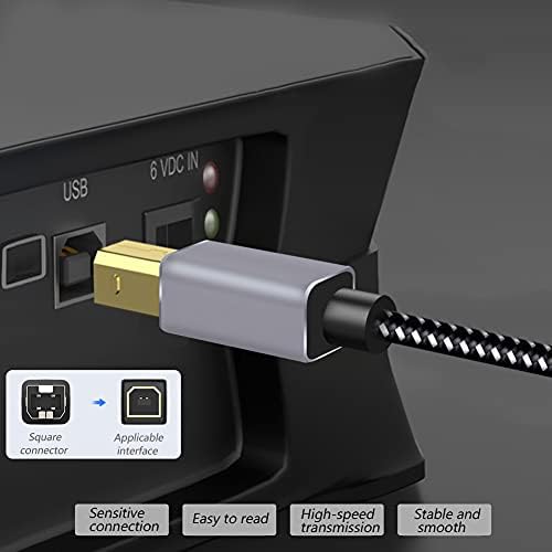 OUK-BT USB Кабел за принтер 30 метра, USB 2.0 Тип A Щепсел тип B мъжки Позлатен Кабел за принтер и скенер Мозък в найлонов