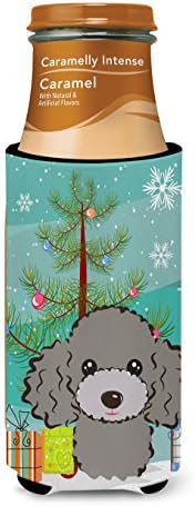 Caroline's Treasures BB1631MUK Коледно Дърво и Сребристо-сив Пудел Ultra Шушу за тънки кутии, Калъф за охлаждане на консерви,