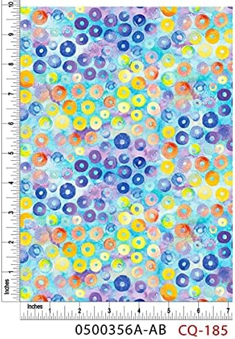 Необичаен дизайн в акварелни точки, памучен стеганая плат в парцела (оранжев, жълт, зелен, син, лилав)