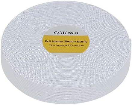 Бяла плътна еластична дъвка COTOWIN ширина 3/4 инча, 10 ярда